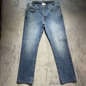 Sid Mashburn Mens Straight Leg Button Fly Blue Denim Jeans 34x30